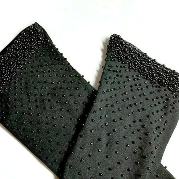 True Vintage Unworn 1950s Black Beaded Longer Length Evening Gloves One Size - Picture 2 of 7